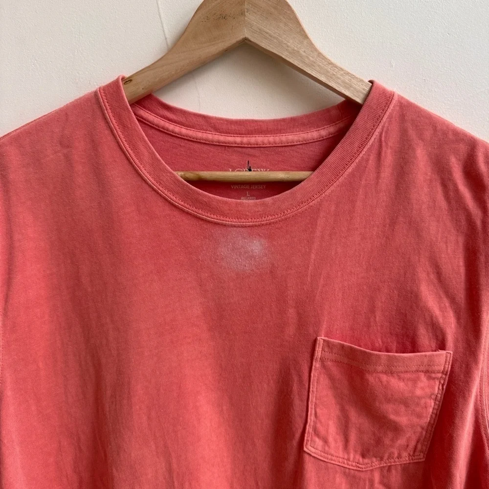 J Crew Orange Vintage Short Sleeve Crew Neck Mens Size L  Cotton T Shirt